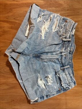 American Eagle Outfitters light wash distressed jean shorts
